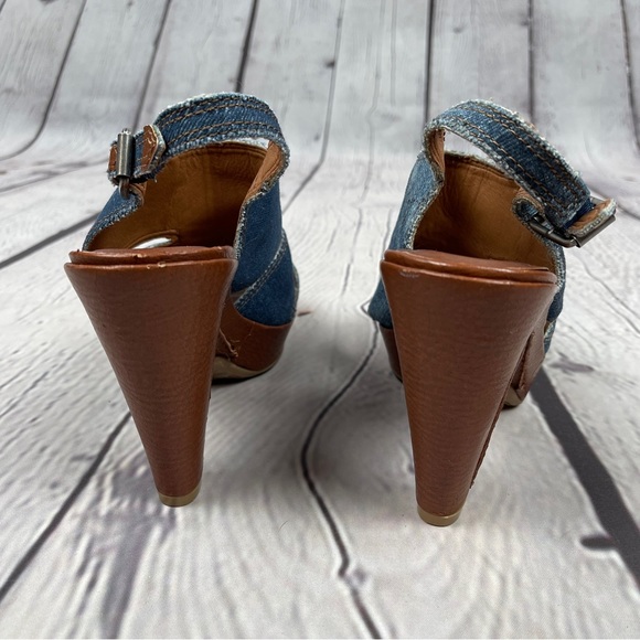 LUCKY BRAND Peggy Y2K denim platform chunky heel open toe shoes NWT, size 7 - Picture 10 of 12